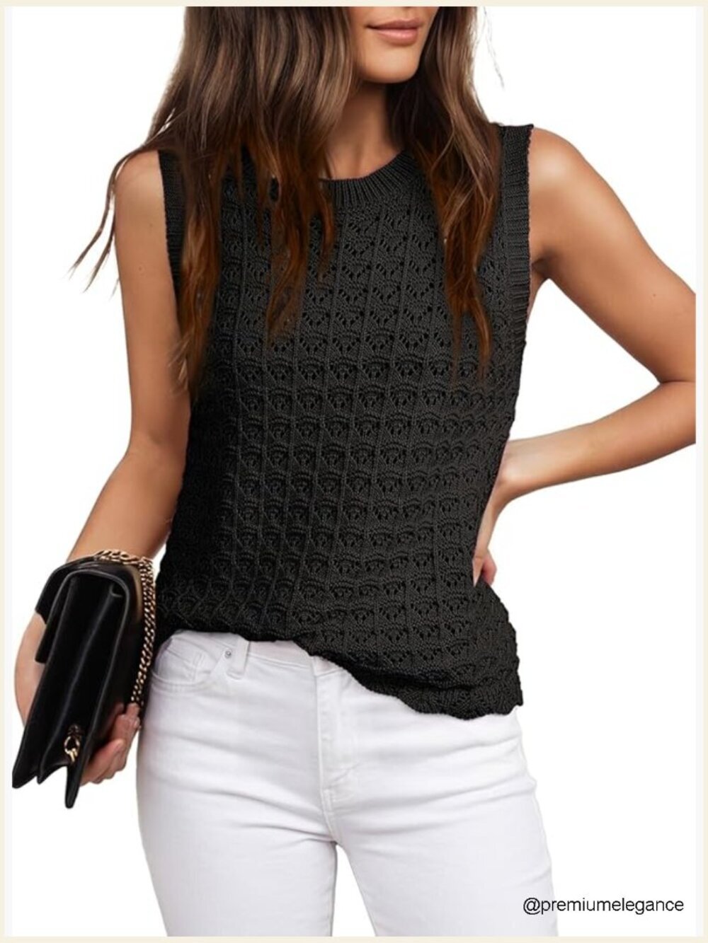Crochet Sleeveless Sweater Top Tank Vest Spring Summer Resort Wear